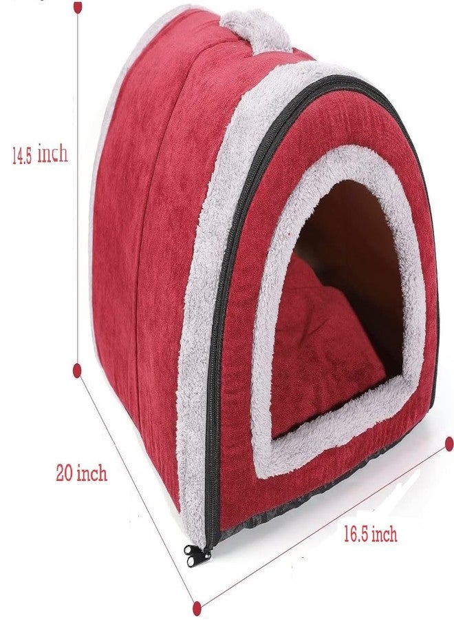 Fluffy's Luxurious 2-in-1 Foldable Pet House Ultra Soft Bed for Cat Dogs, Warm Portable Washable Indoor Puppy Kitten Beds Cave Tent Nest (M, Red) - Image 5